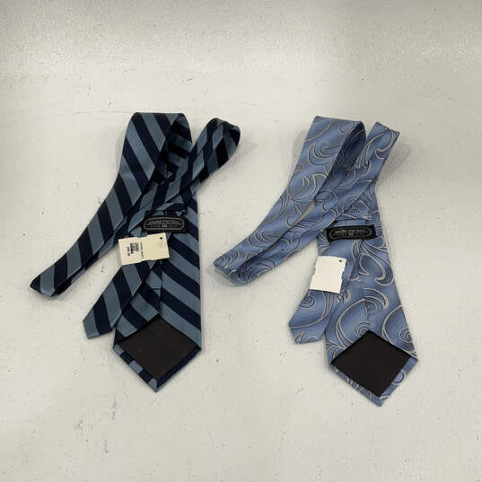 NWT Lot of 2 Mens Multicolor Striped Silk Adjustable Designer Neckties image number 2