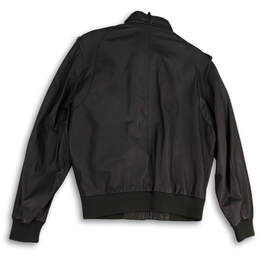 Mens Black Mock Neck Long Sleeve Pockets Full-Zip Bomber Jacket Size 42 alternative image