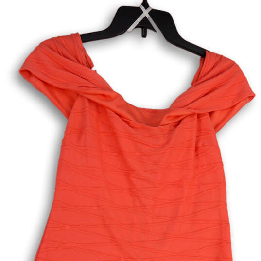 NWT Womens Orange Off-Shoulder Knee Length Back Zip Bodycon Dress Size 14 image number 3