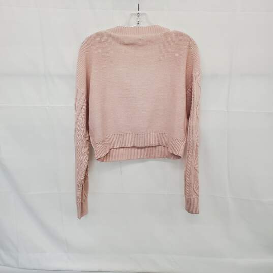 Aeropostale Light Pink Cotton Blend Cable Knit Cropped Sweater WM Size M NWT image number 2
