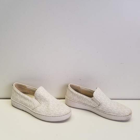 Michael Kors Keaton Signature White Canvas Slip On Sneakers Shoes Women's Size 7 M image number 3
