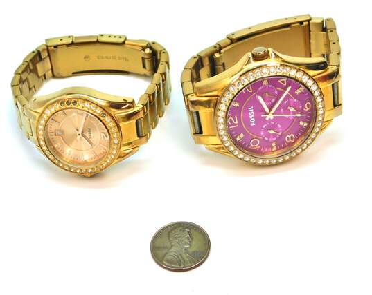 Fossil ES-2889 & ES3531 Icy Rose Gold Tone Watches 182.3g image number 2