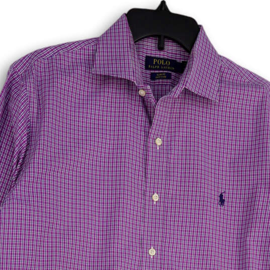 Mens Multicolor Plaid Long Sleeve Collared Button-Up Shirt Size 16.5 32/33 image number 3