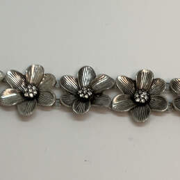 Designer Fossil Silver-Tone Clear Crystal Flower Fashionable Chain Bracelet alternative image