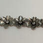 Designer Fossil Silver-Tone Clear Crystal Flower Fashionable Chain Bracelet image number 2