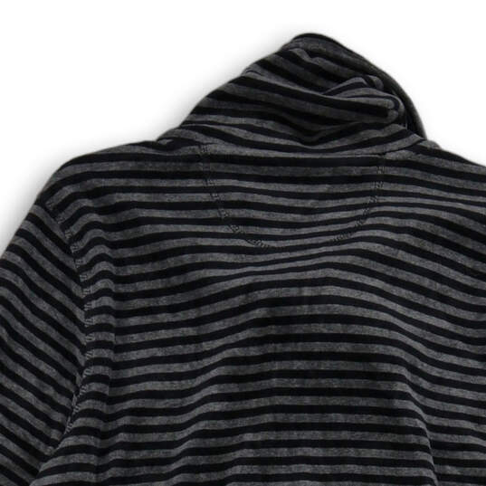 Womens Black Gray Striped Long Sleeve Cowl Neck Full-Zip Sweater Size 1X image number 4
