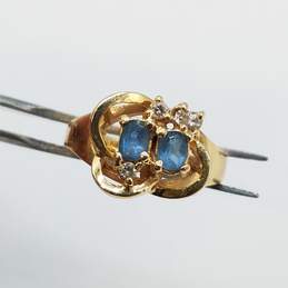 14K Gold Blue Gemstone Diamond Size 3 1/2 Ring 4.0g