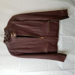 Burgundy Michael Kors Leather Jacket