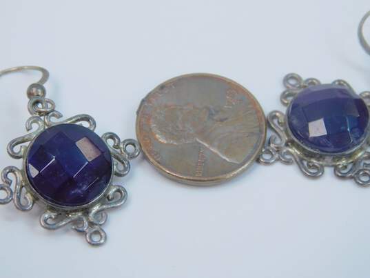DRT Desert Rose Trading 925 Faceted Amethyst Circle Scrolled Drop Earrings 6.4g image number 4