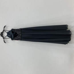 NWT Womens Black Sleeveless Beaded Back Zip Keyhole Front Maxi Dress Sz 00 alternative image