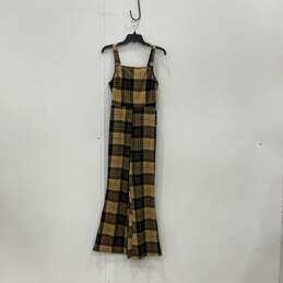 NWT J For Justify Womens Yellow Black Plaid Sleeveless One-Piece Jumpsuit Size M