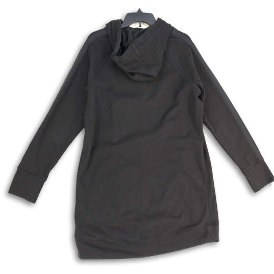 Womens Black Long Sleeve Drawstring Zipper Pocket Pullover Hoodie Size Large image number 2