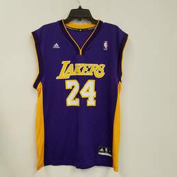 Mens Purple Yellow Los Angeles Lakers Kobe Bryant #24 NBA Jersey Size M