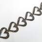 Sterling Silver Marcasite Open Heart Link 7 3/4in Bracelet 13.8g image number 2