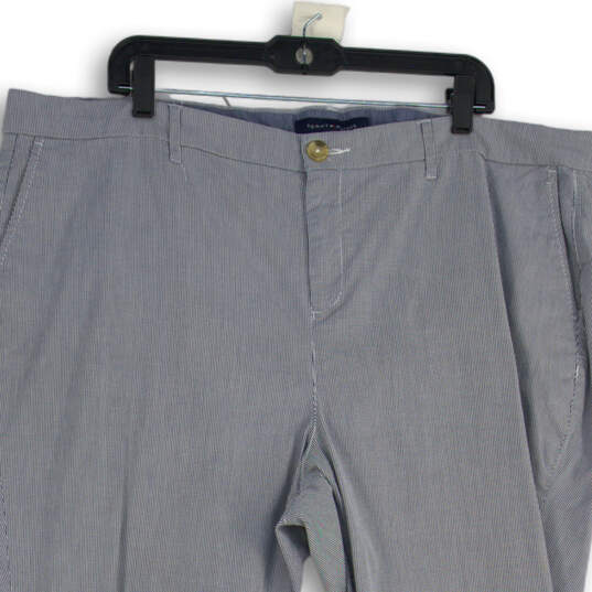 Womens Blue White Striped Flat Front Slash Pocket Chino Pants Size 20W image number 3