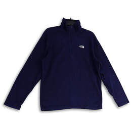 Mens Blue Mock Neck Quarter Zip Long Sleeve Fleece Jacket Size Medium