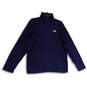 Mens Blue Mock Neck Quarter Zip Long Sleeve Fleece Jacket Size Medium image number 1