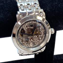 Designer Stuhrling Clast ST-90089 Silver-Tone Skeleton Automatic Wristwatch
