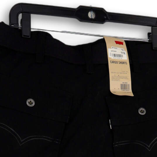 NWT Mens Black Flat Front Belted Pockets Straight Leg Cargo Shorts Size 30 image number 4