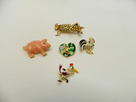 VNTG & Mod Enamel Animals & Insects Brooch Lot image number 1