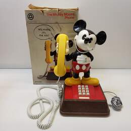 Vintage Walt Disney Mickey Mouse Touch Button Phone Telephone Box 1980s Bell IOB