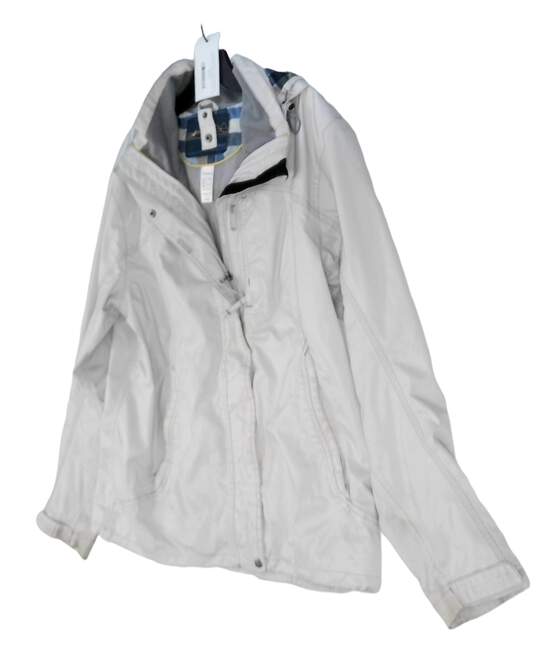 Quechua Men's White Long Sleeve Hooded Pockets Full Zip Ski Jacket Size Medium image number 1