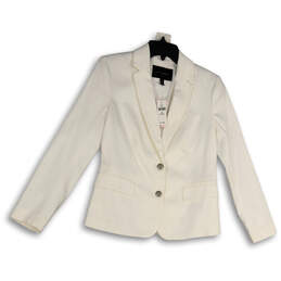 NWT Womens White Notch Lapel Single Breasted Two Button Blazer Size 2P