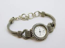 BA Suarti 925 Intricate Granulated & Double Foxtail Chain Toggle Bracelet Quartz Watch 46.8g