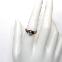Vintage 8K Yellow Gold White Topaz Solitaire Ring Size 6.75 alternative image
