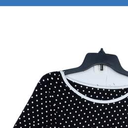 Kate Spade Womens Black White Polka Dot Round Neck Pullover Blouse Top Size XL alternative image