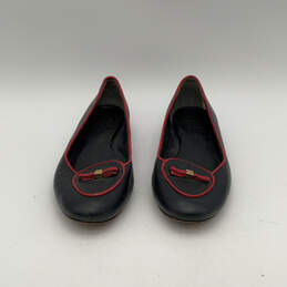Womens Dakota Black Red Leather Almond Toe Slip-On Ballet Flats Size 6.5 alternative image