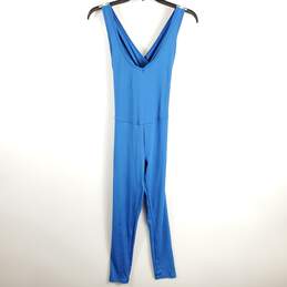 LA Society Women Blue Ribbed Jumpsuit M NWT