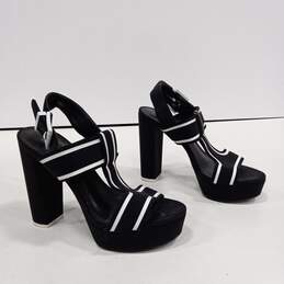Women's Black Becker Contrast-Trim Platform Sandals Size 6 1/2M
