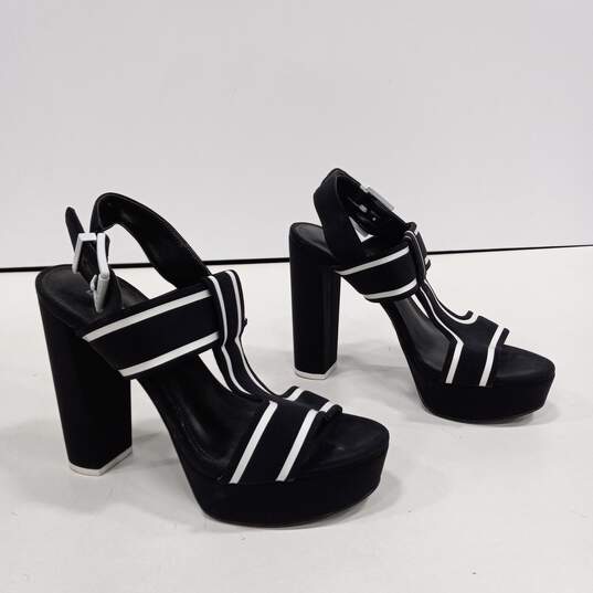 Women's Black Becker Contrast-Trim Platform Sandals Size 6 1/2M image number 1