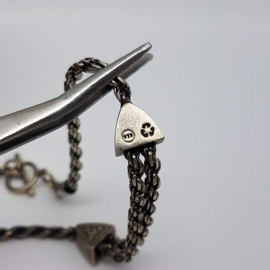 D & S Sterling Silver Rope Twist 2 Charm 7" Toggle Bracelet 10.0g image number 5