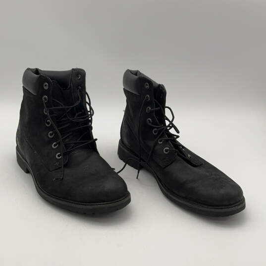 Mens Premium 6" Black Leather Waterproof Lace-Up Ankle Work Boots Size 10W image number 3