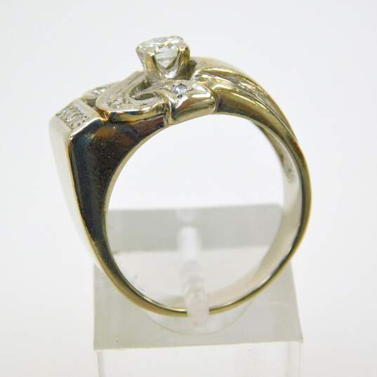 Vintage 14K White Gold 0.32 CTTW Diamond Artisan Ring 6.7g image number 6