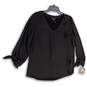 NWT Womens Black 3/4 Sleeve Knot V-Neck Pullover Blouse Top Size X-Large image number 1