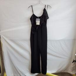 Kazo Black Sequin Bow Flared Bottom Jumpsuit WM Size M NWT