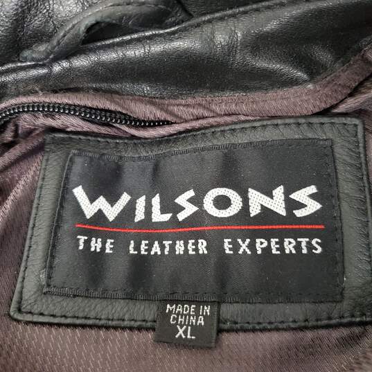 Wilson Leather MN's Black Leather Button & Zipper Jacket Size XL image number 3