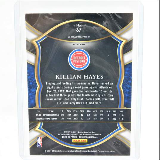 2020-21 Killian Hayes Panini Select Red White Orange Flash Prizm Concourse Rookie Detroit Pistons image number 3