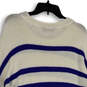 Womens White Blue Striped Crew Neck Knitted Pullover Sweater Size 22/24 image number 3