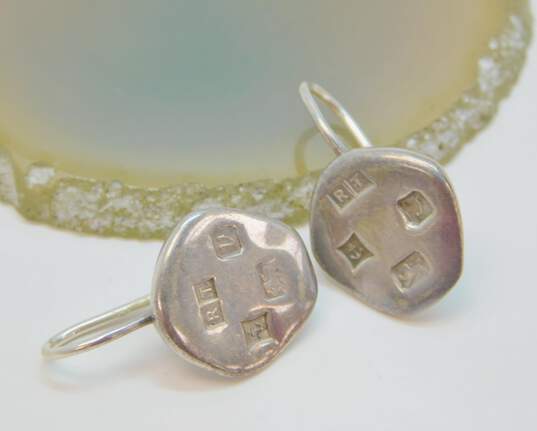 Artisan 925 Unique RT V Anchor & Lion Stamped Circle Drop Earrings 5.3g image number 2