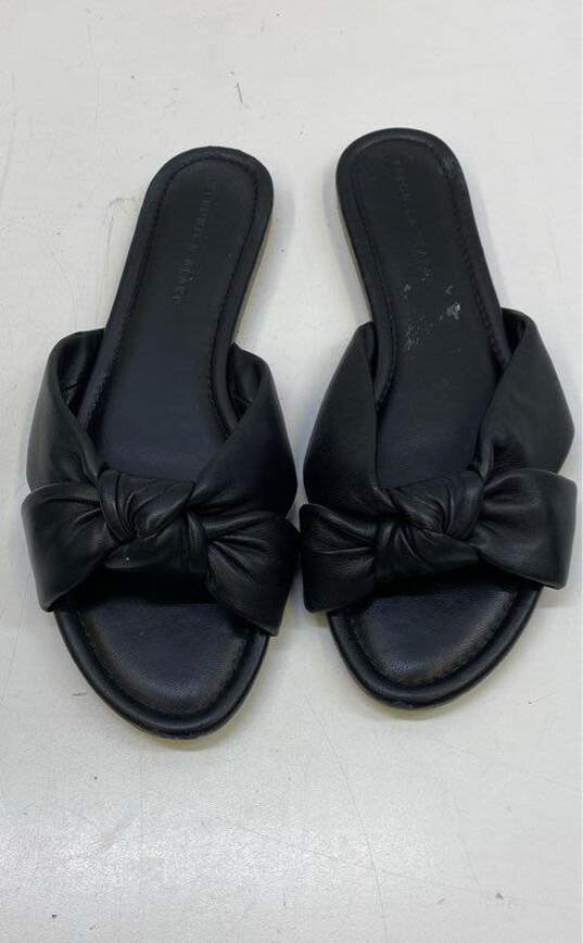 Veronica Beard Etra Knot Black Leather Flat Slide Sandals Women's Size 10 M image number 5