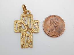 18K Gold Jesus INRI Textured Cut Out Cross Pendant 6.0g alternative image