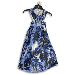 Calvin Klein Womens Blue Floral Sleeveless Keyhole Back Fit & Flare Dress Sz 10