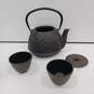 Bronze-Embossed Cast Iron Teapot & Cups Set image number 1