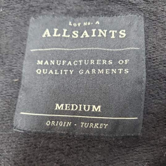 All Saints Front Double Zip Black Hoodie MD image number 4
