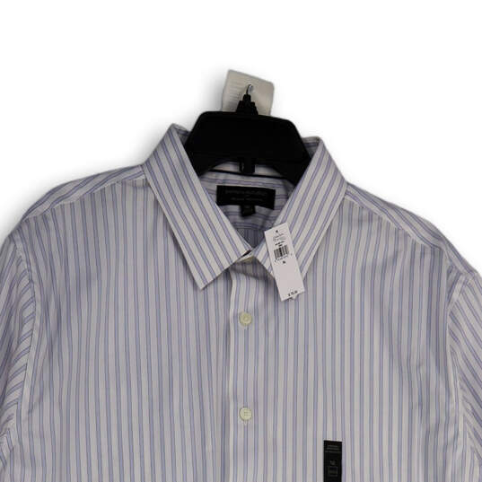 NWT Mens White Blue Striped Spread Collar Long Sleeve Button-Up Shirt Sz XL image number 3