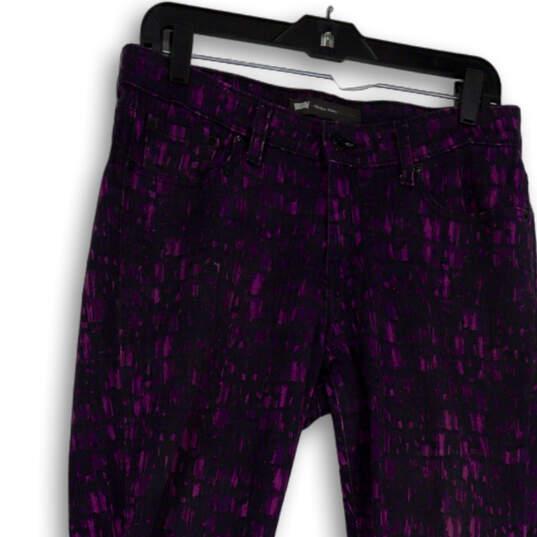 Womens Purple Pockets Dark Wash Regular Fit Mid Rise Skinny Jeans Sz 29/32 image number 3